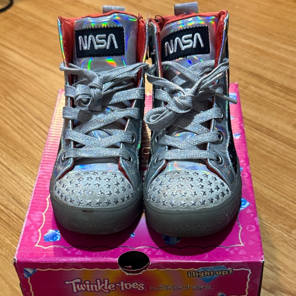 Skechers Kids' Twinkle Toes NASA Silver Sneakers